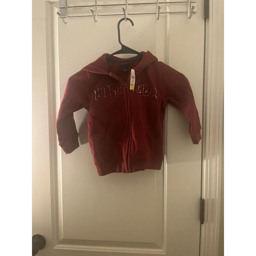 Tommy Hilfiger Toddler Boys Hoodie Sweatshirt Zip Up Choose Your Size Burgundy